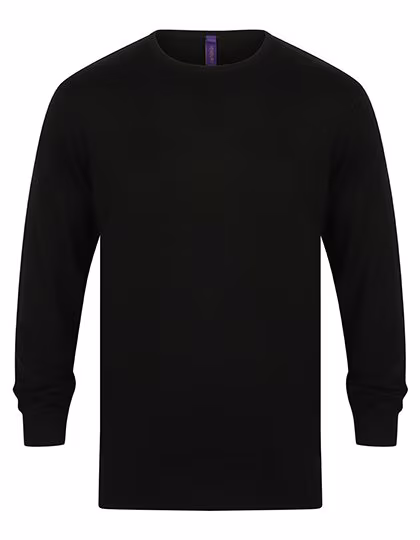 Henbury Leichter Langarm-Strickpullover 50% Baumwolle, Black S, W725