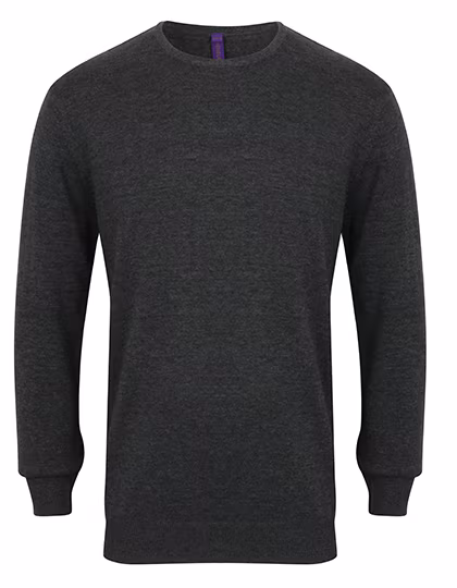 Henbury Leichter Langarm-Strickpullover 50% Baumwolle, Grey Marl XL, W725
