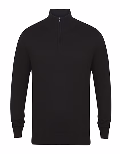 Henbury Knitted Jumper with Half Zip, Navy M, W729