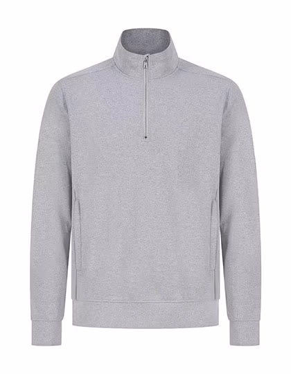 Henbury Nachhaltiger 1/4 Zip Pullover in, Heather Grey L, W842