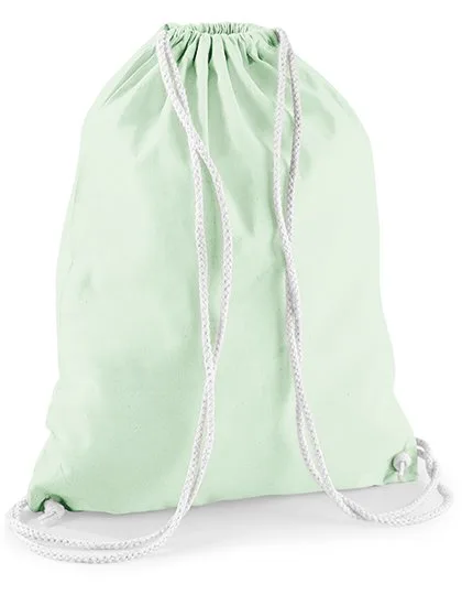 Westford Mill Baumwoll-Gymsac mit Kordelzug 12L, Pastel Mint/White 37 x 46 cm, WM110