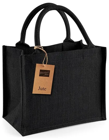 Westford Mill Mini borsa in juta con manici in Cotone, Black/Black 26 x 22 x 14 cm, WM412