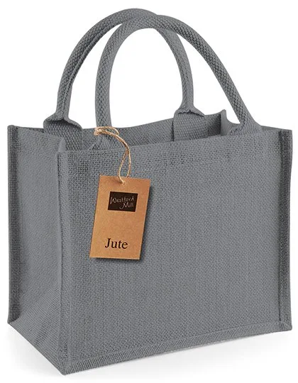 Westford Mill Mini Jute Bag with Cotton Handles, Graphite Grey/Graphite Grey 26 x 22 x 14 cm, WM412