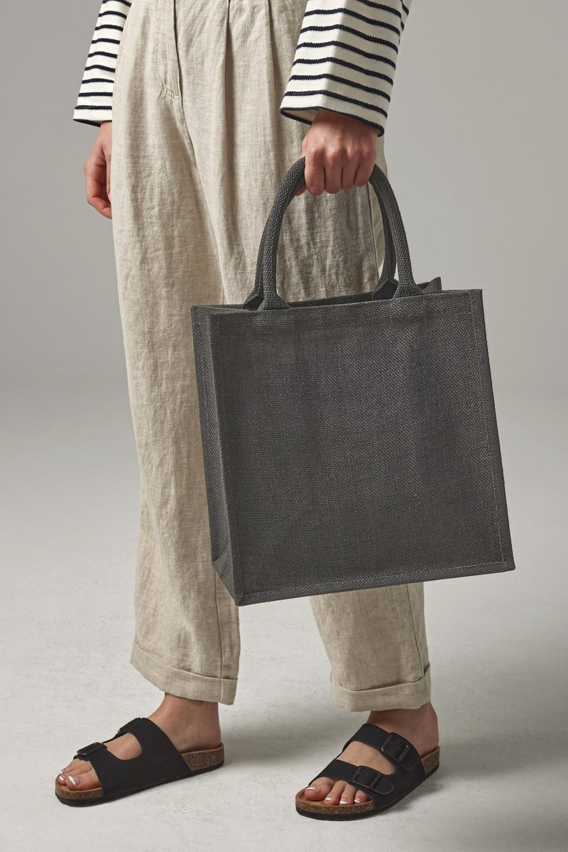 Westford Mill Jute Midi Shopper mit Baumwollgriffen, Natural 30 x 30 x 19 cm, WM413