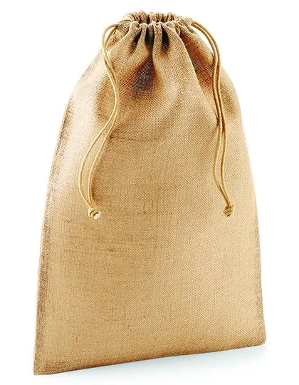 Westford Mill Jute-Tasche mit Kordelzugverschluss 40L, Natural XXS (10 x 15 cm), WM415