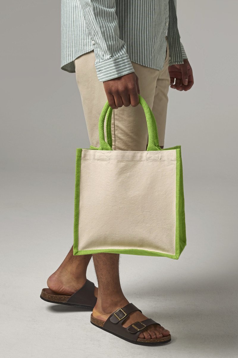 Westford Mill Jute-Tragetasche mit Baumwoll-Details, Fuchsia 30 x 30 x 19 cm, WM421