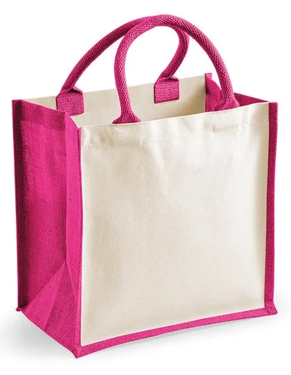 Westford Mill Jute-Tragetasche mit Baumwoll-Details, Fuchsia 30 x 30 x 19 cm, WM421