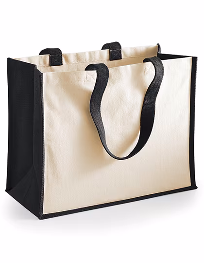 Westford Mill Cotton-Jute Shopper with Print Area, Black 42 x 33 x 19 cm, WM422
