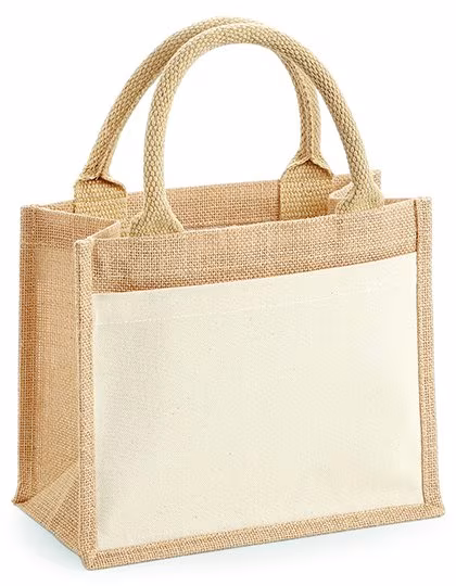 Westford Mill Laminated Jute Bag with Cotton Compartment, Natural 26 x 22 x 14 cm, WM425