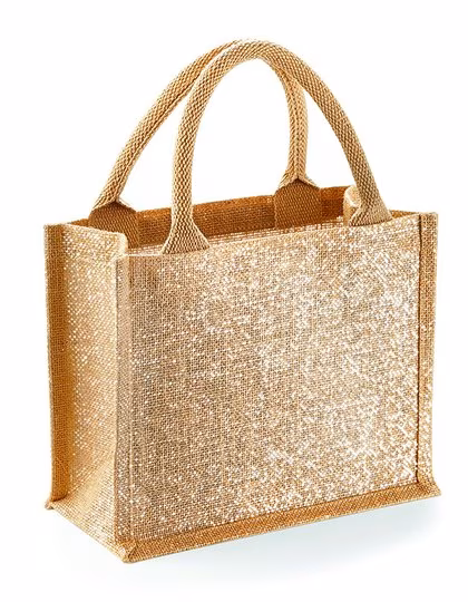 Westford Mill Jute Mini-Geschenktasche mit Golddetails, Natural Gold 26 x 22 x 14 cm, WM431