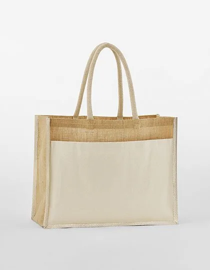 Westford Mill Jute Shopper mit Baumwolltasche, Natural 42 x 33 x 19 cm, WM480