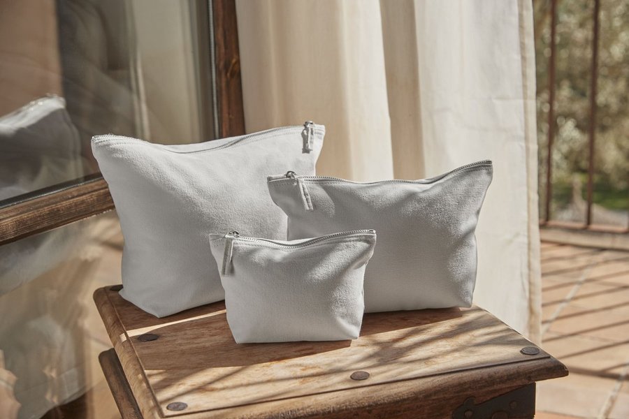 Westford Mill Canvas Freizeit Tasche mit Metall-Reißverschluss, Light Grey S (13.5 x 12 x 6 cm), WM540