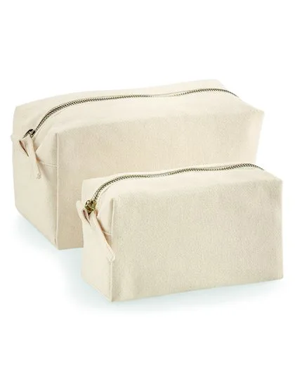 Westford Mill Cotton Wash Bag with Zip S/L, Natural S (17 x 9 x 7 cm), WM552