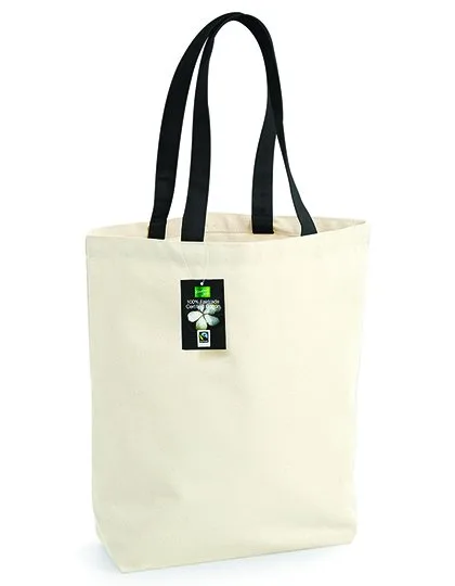 Westford Mill Fairtrade Baumwoll-Canvas Shopper 13L, Natural/Black 28 x 38 x 12 cm, WM671