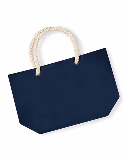 Westford Mill Maritime Stripe Beach Bag with Rope Handles, Natural 36 x 35 x 18 cm, WM680
