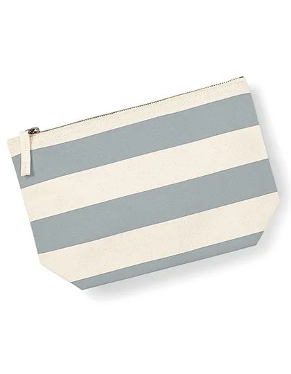 Westford Mill Canvas Wash Bag with Striped Print, Natural/Grey 19 x 18 x 9 cm, WM684