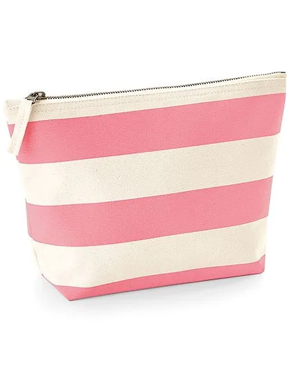 Westford Mill Canvas Kulturtasche mit Streifendruck, Natural/Pink 19 x 18 x 9 cm, WM684