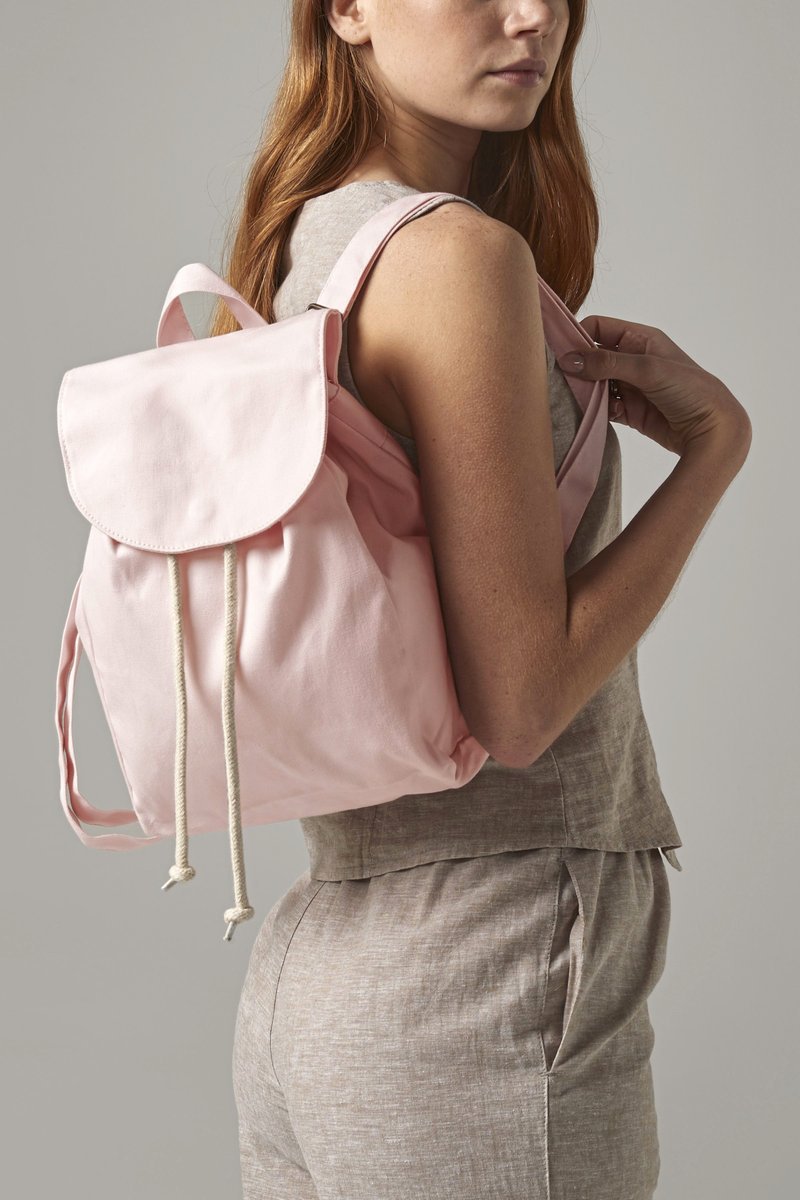 Westford Mill Bio-Baumwoll Mini Rucksack mit Druckknopf, Natural 22 x 30 x 12 cm, WM881
