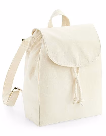 Westford Mill Organic Cotton Mini Backpack with Press Stud, Natural 22 x 30 x 12 cm, WM881