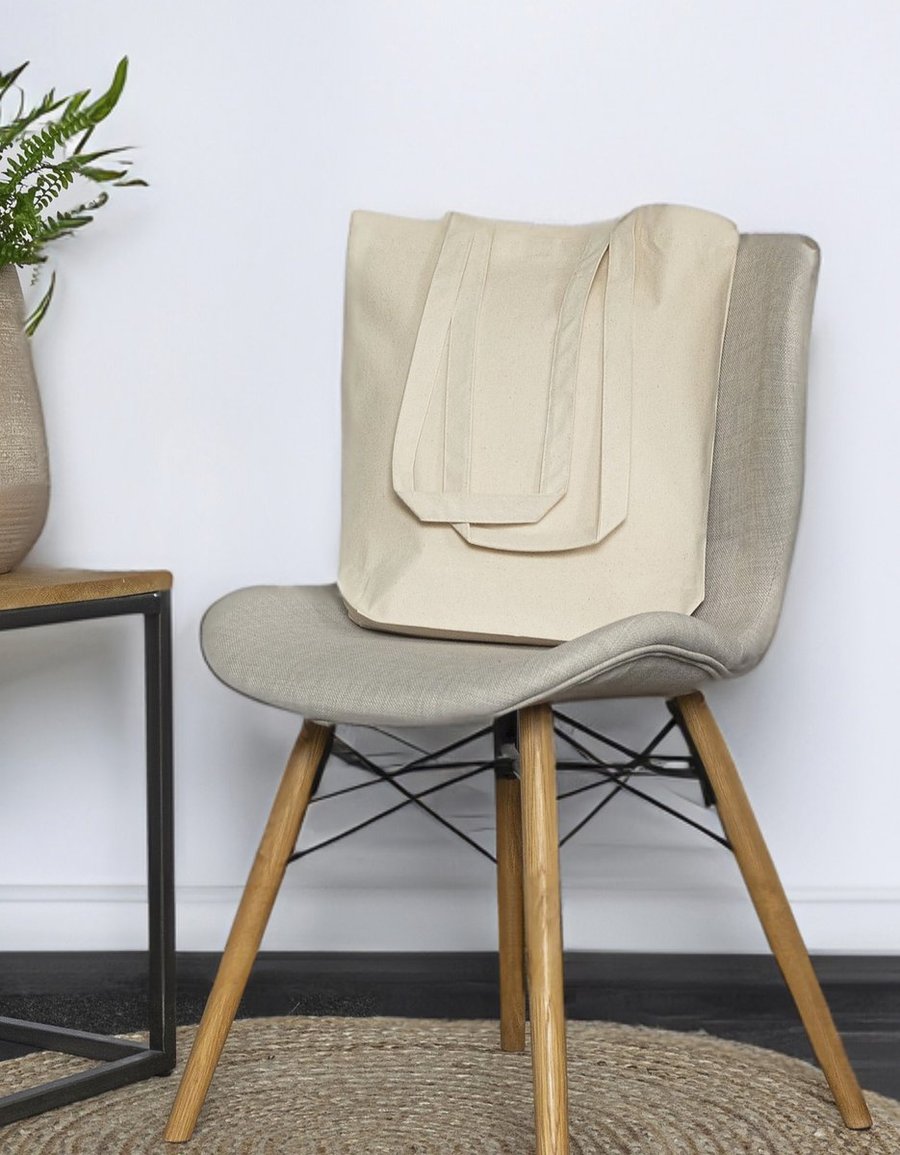 Halink Sac en coton avec anses longues, Natural 42 x 38 x 10 cm, X1051