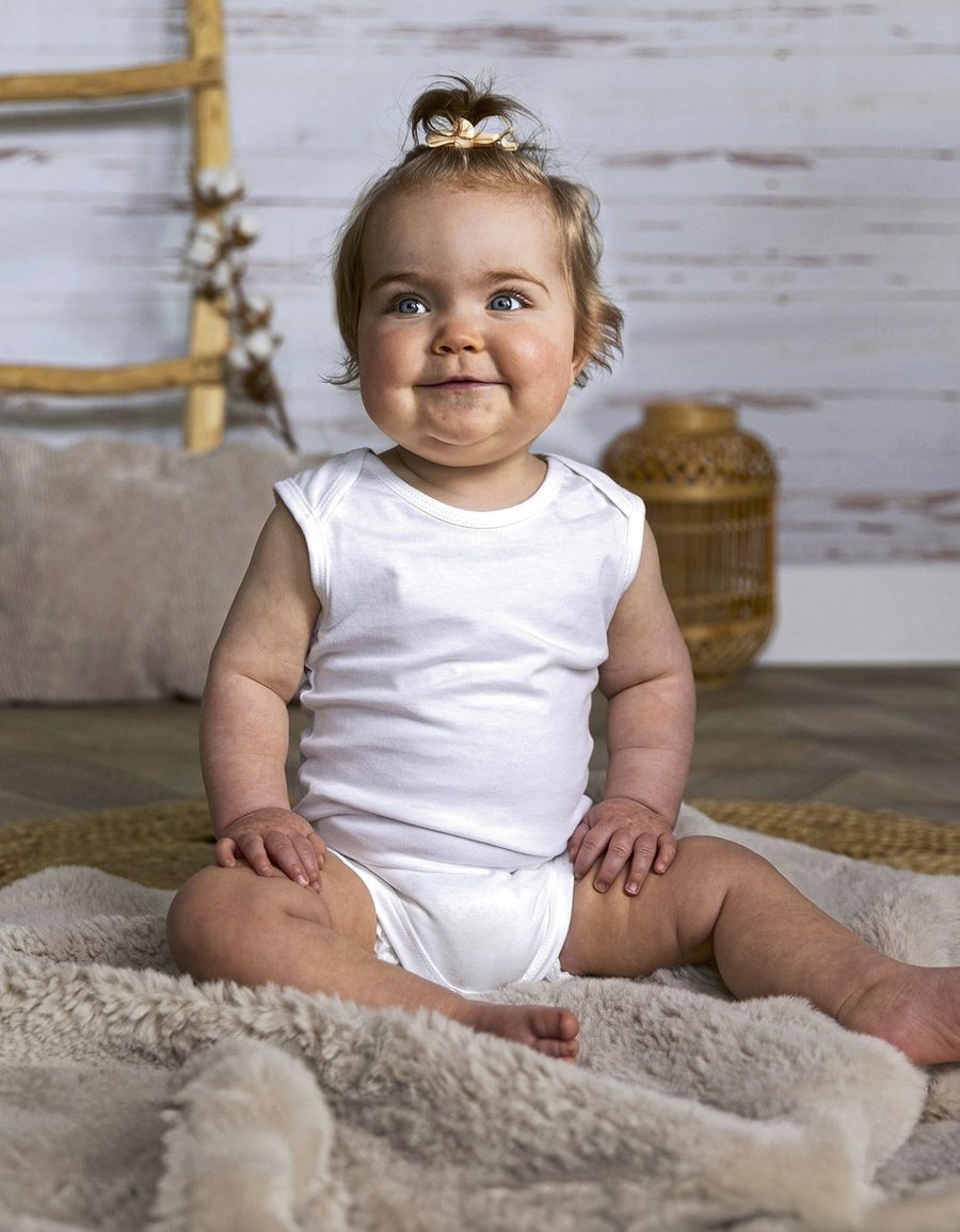 Link Kids Wear Ärmelloser Bio-Babybody Rebel 03, White 50-56, X21020