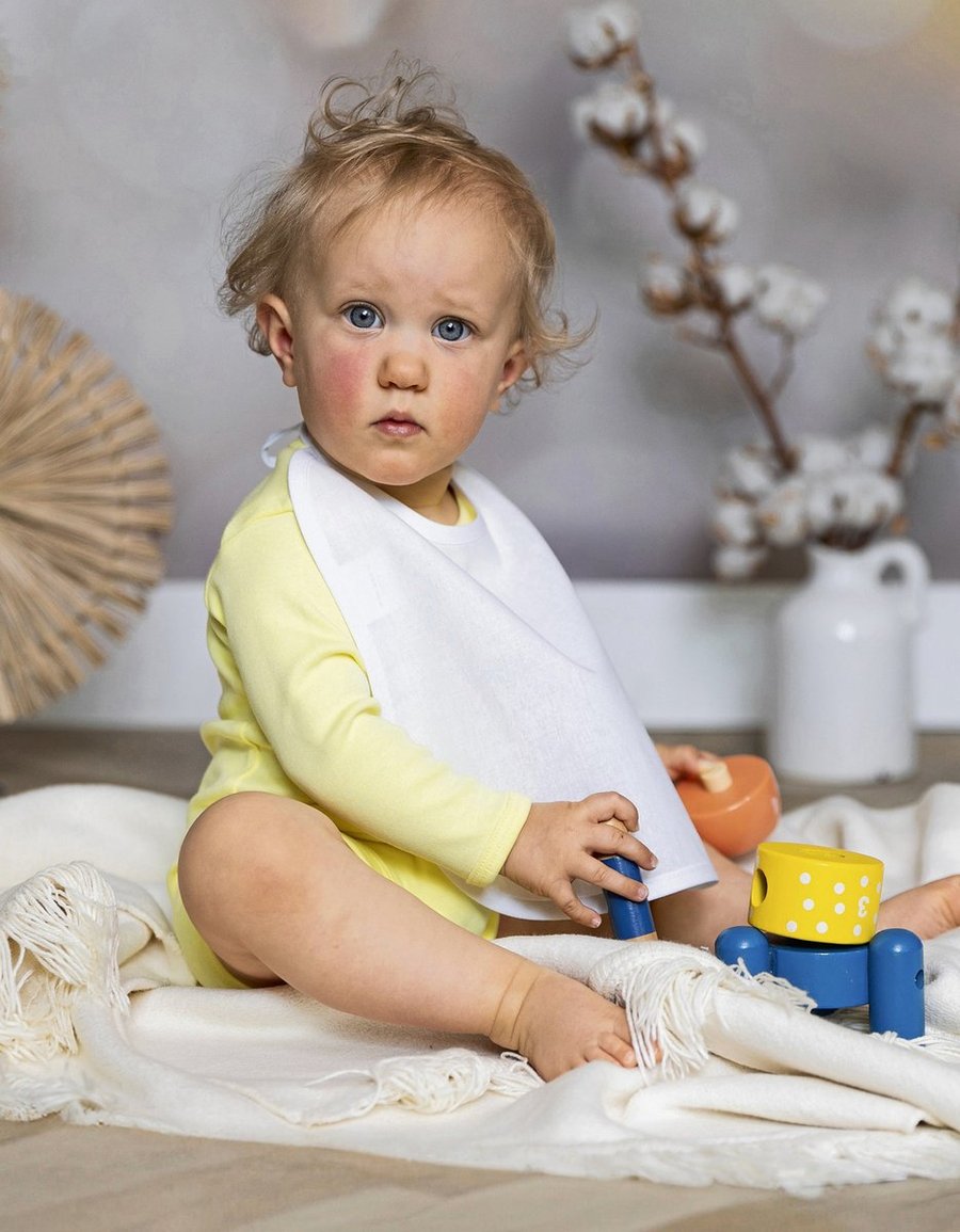 Link Kids Wear Lätzchen aus gewebter Baumwolle für Kinder, White/White One Size, X950