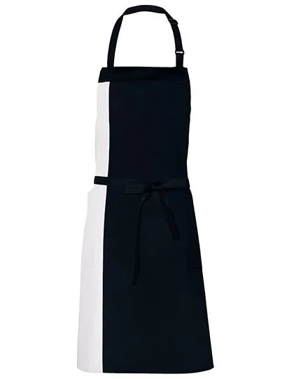 Link Kitchen Wear Latzschürze mit verstellbarer Nackenschlaufe, Black/White 72 x 85 cm, X988