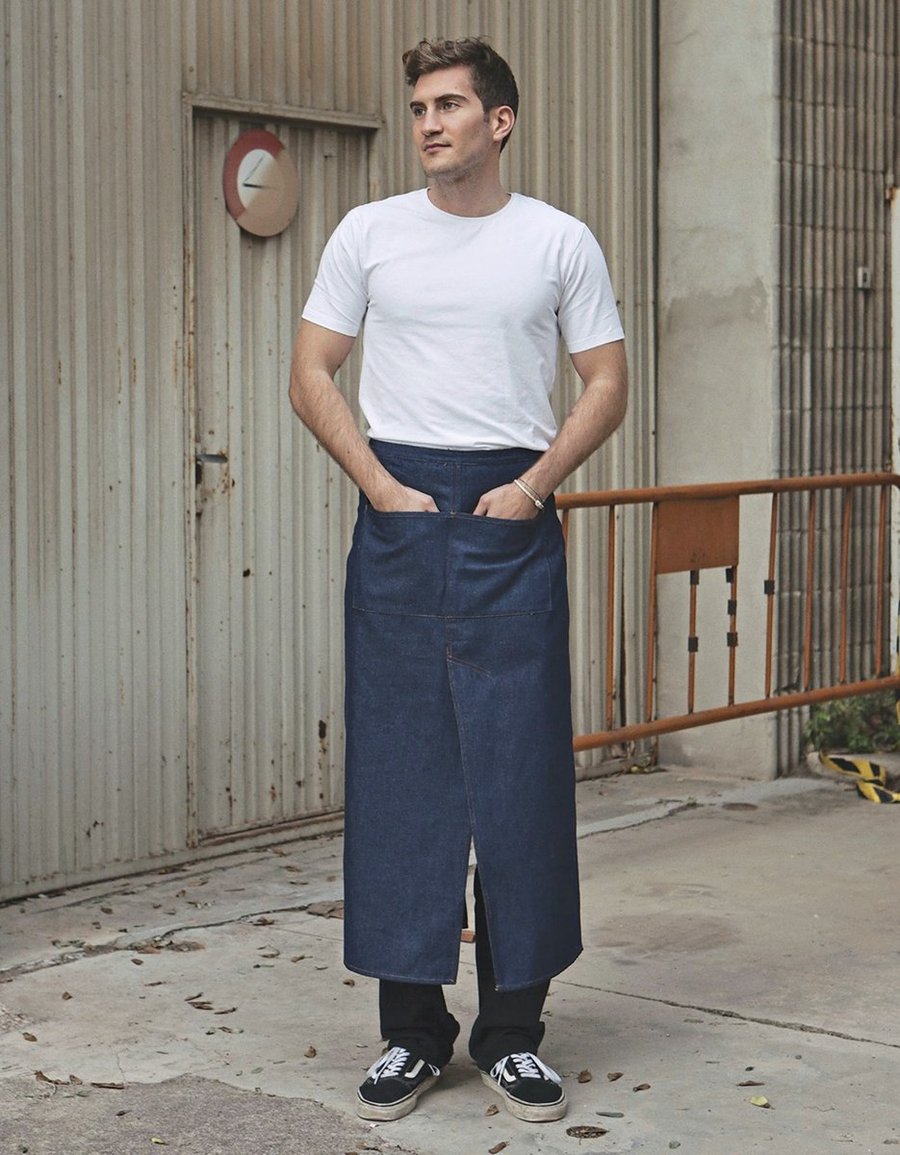 Link Kitchen Wear Küchenschürze mit Gehschlitz, 100x100 cm, Black 100 x 100 cm, X992