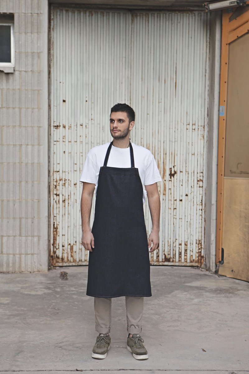 Link Kitchen Wear Latzschürze aus 80% Baumwolle, Denim, Black 90 x 90 cm, X998