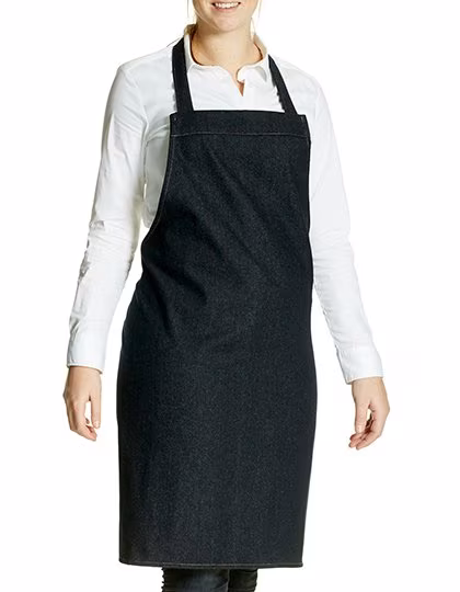 Link Kitchen Wear Tablier à Bavette en 80% Coton, Denim, Black 90 x 90 cm, X998