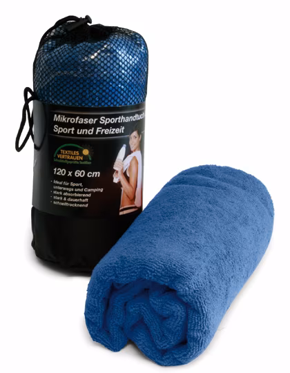L-merch Serviette de Sport en Microfibre avec Sac Filet, Blue 60 x 120 cm, XF200