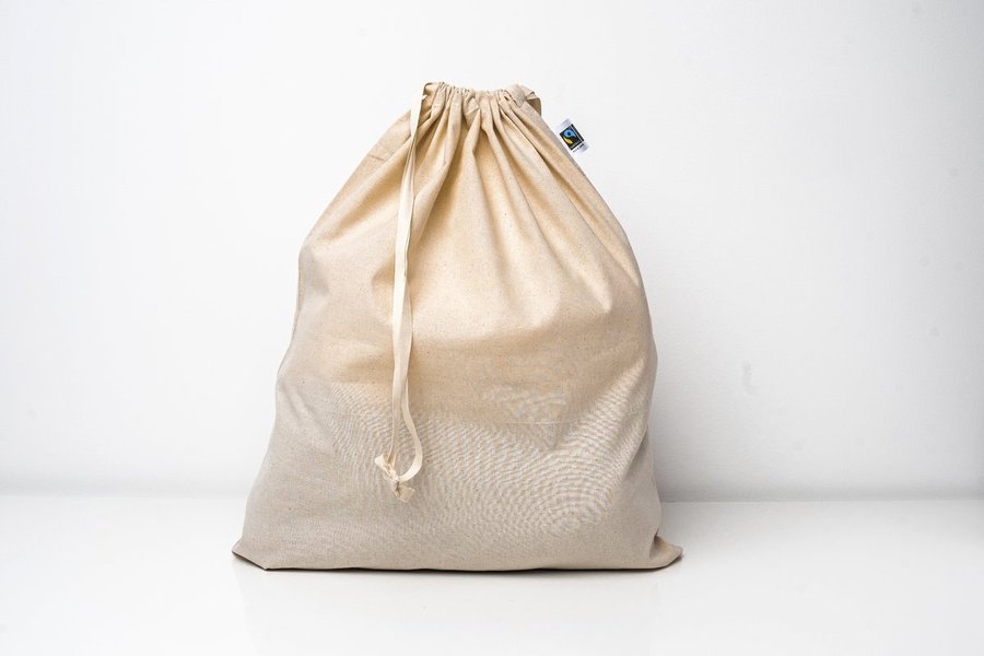 Printwear Fairtrade Bio-Baumwollbeutel mit Zuziehband, Natural 44 x 53 cm, XT1500