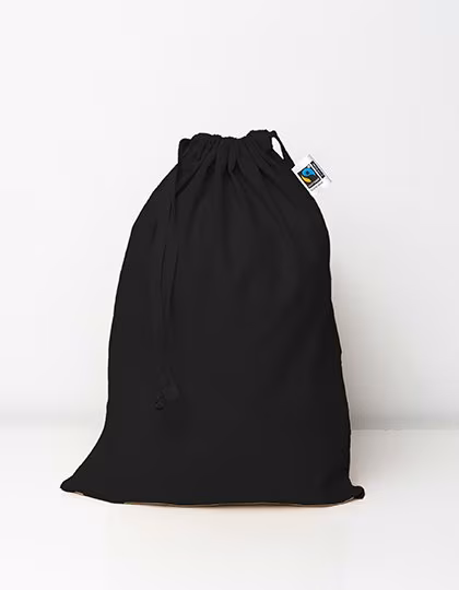 Printwear Fairtrade Organic Cotton Pouch with Drawstring, Black 30 x 40 cm, XT1600