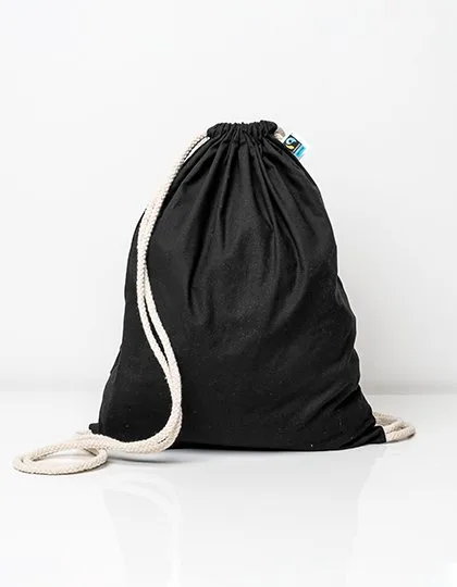 Printwear Fairtrade Gymbag aus 100% Bio-Baumwolle, Black 38 x 46 cm, XT400