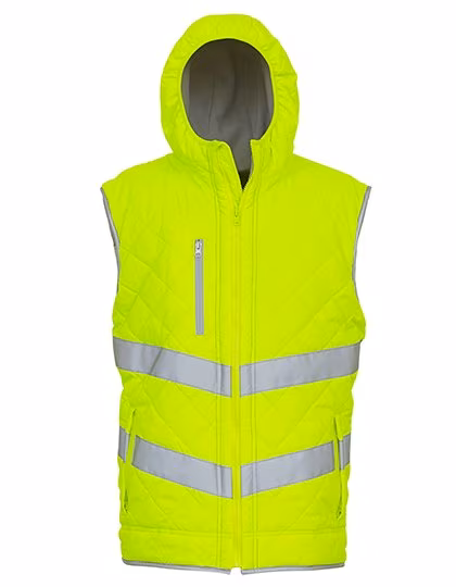 YOKO Hi-Vis-Weste mit Kapuze und Taschen, Hi-Vis Yellow XXL, YK007