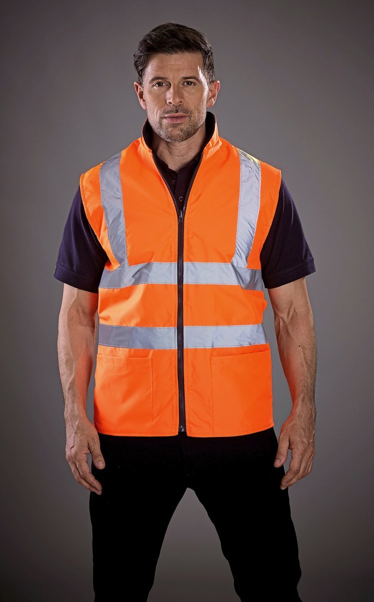 YOKO Hochsichtbarer Fleece-Bodywarmer EN20471, Hi-Vis Orange S, YK008F