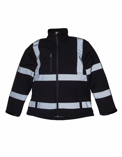 YOKO Hi-Vis Softshell-Jacke mit 2 Streifen, Navy L, YK09