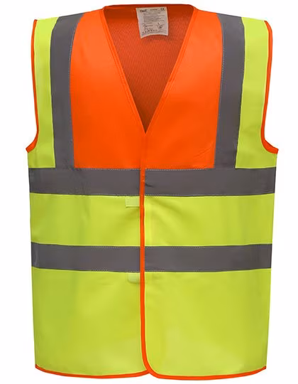 YOKO Safety Vest Signal Yellow with Reflective Stripes, Orange Yoke/Hi-Vis Yellow XXL, YK100