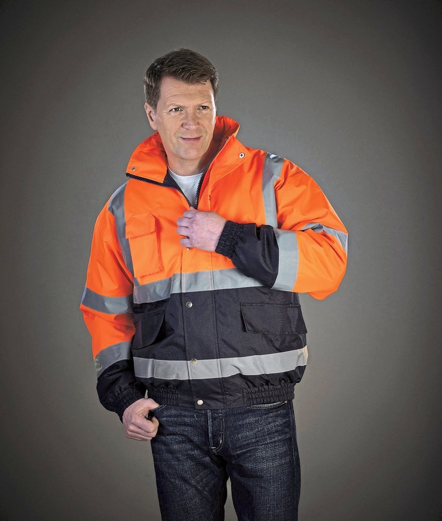 YOKO Wasserdichte Sicherheitsjacke mit Reflexion, Hi-Vis Orange/Navy S, YK218