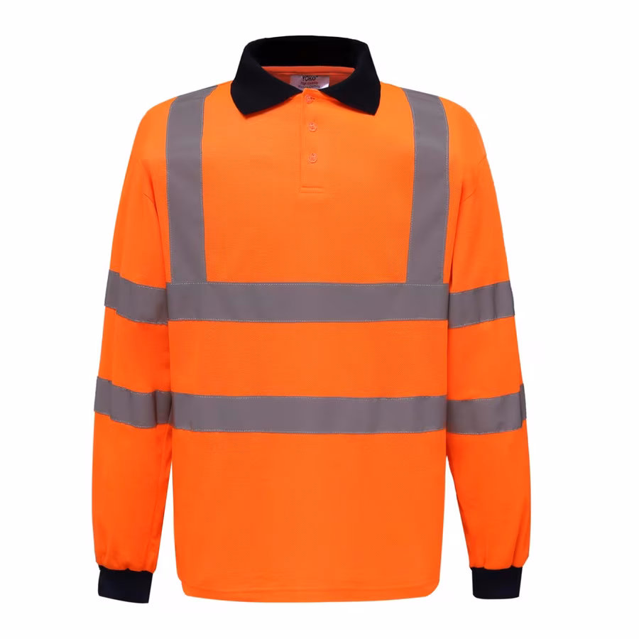 YOKO Hi-Vis Langarm Poloshirt mit Reflektoren, Hi-Vis Yellow 3XL, YK310