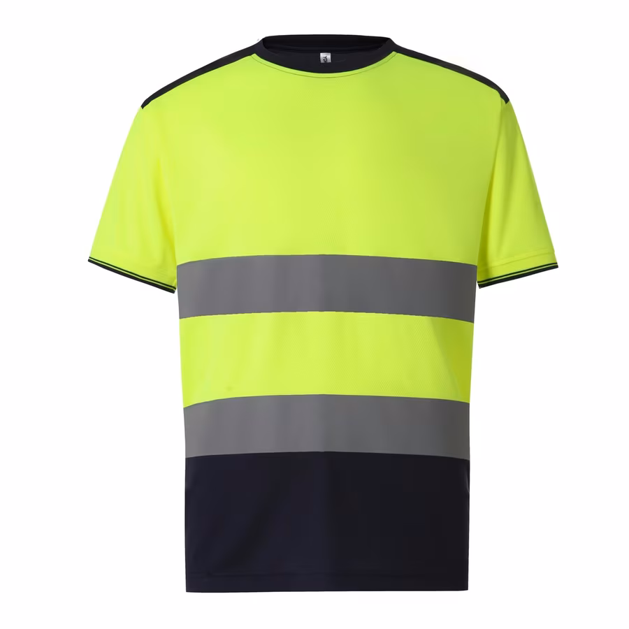 YOKO Hi-Vis Navy T-Shirt mit Reflexstreifen, Hi-Vis Yellow/Navy S, YK400
