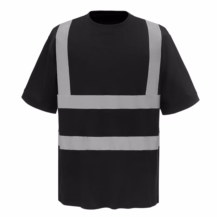 YOKO Safety T-Shirt with Reflective Stripes, Black M, YK410