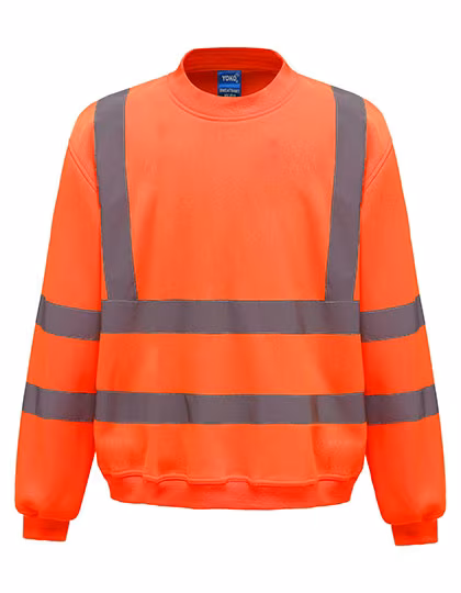 YOKO Hi-Vis Safety Sweatshirt with Reflective Stripes, Hi-Vis Orange XXL, YK510