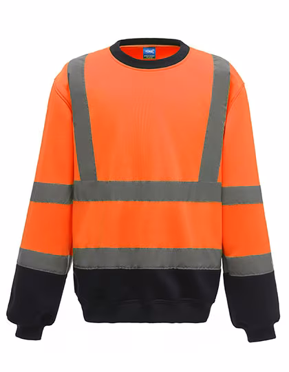 YOKO Hi-Vis Safety Sweatshirt with Reflective Stripes, Hi-Vis Orange/Navy S, YK510