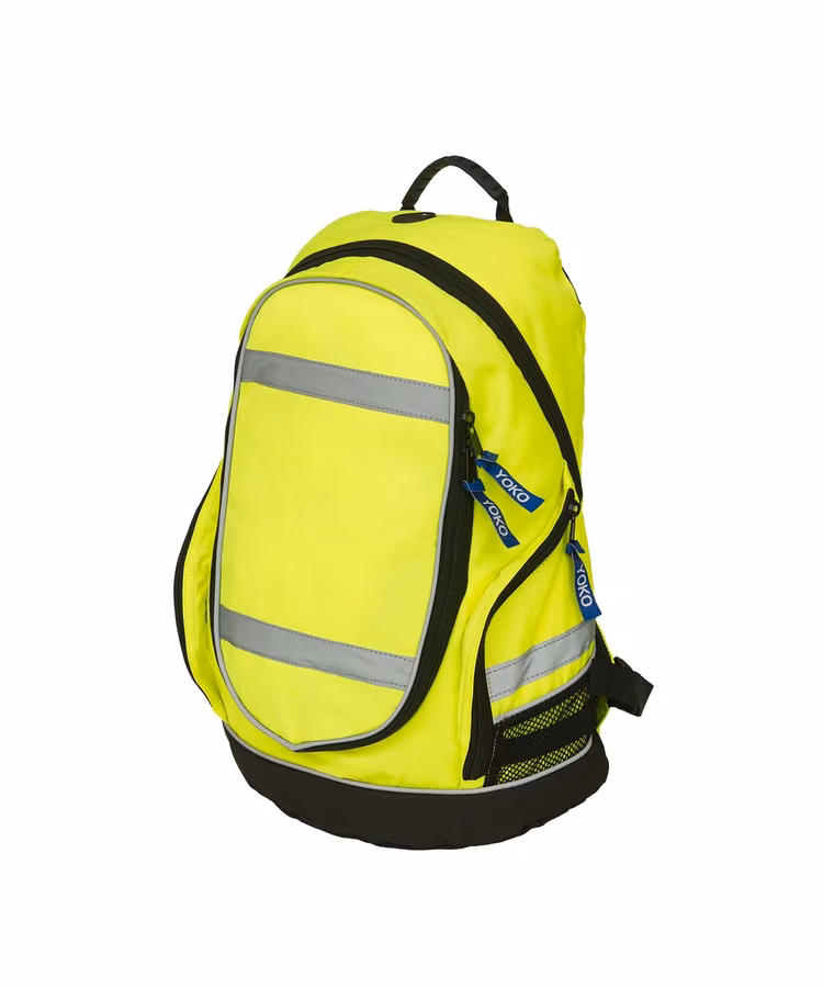YOKO Reflektierender Laptop-Rucksack mit Falttasche, Hi-Vis Yellow 42 x 28 x 15 cm, YK8001