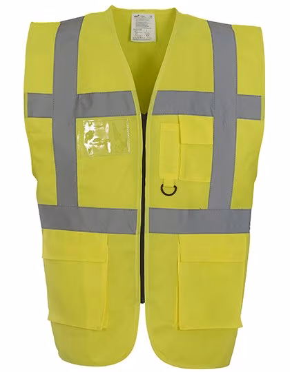 YOKO Safety Vest with Reflective Stripes and Pockets, Hi-Vis Yellow M, YK801