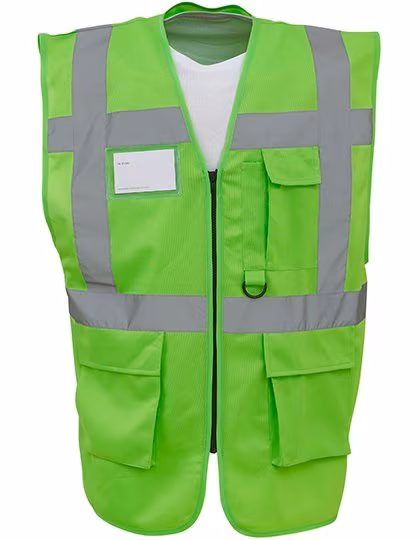 YOKO Safety Vest with Reflective Stripes and Pockets, Lime L, YK801