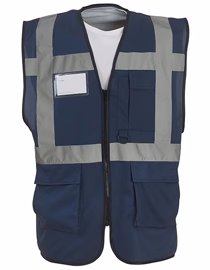 YOKO Safety Vest with Reflective Stripes and Pockets, Navy XXL, YK801