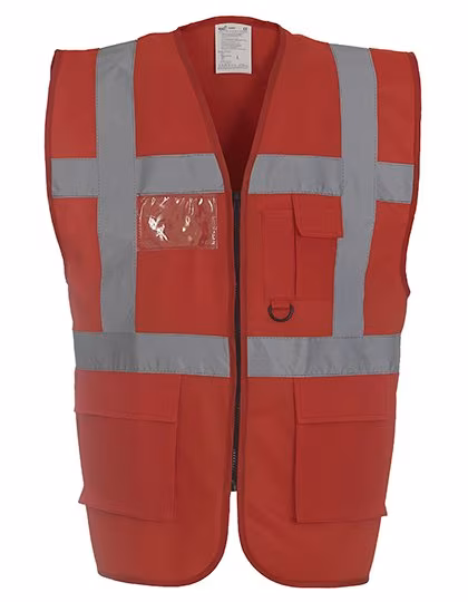 YOKO Sicherheitsweste mit Reflexstreifen und Taschen, Red 3XL, YK801