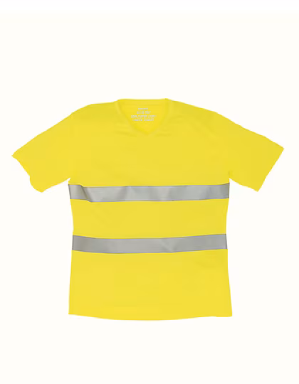 YOKO Hi-Vis V-Kragen T-Shirt mit Netzstoff, Hi-Vis Yellow XL, YK910